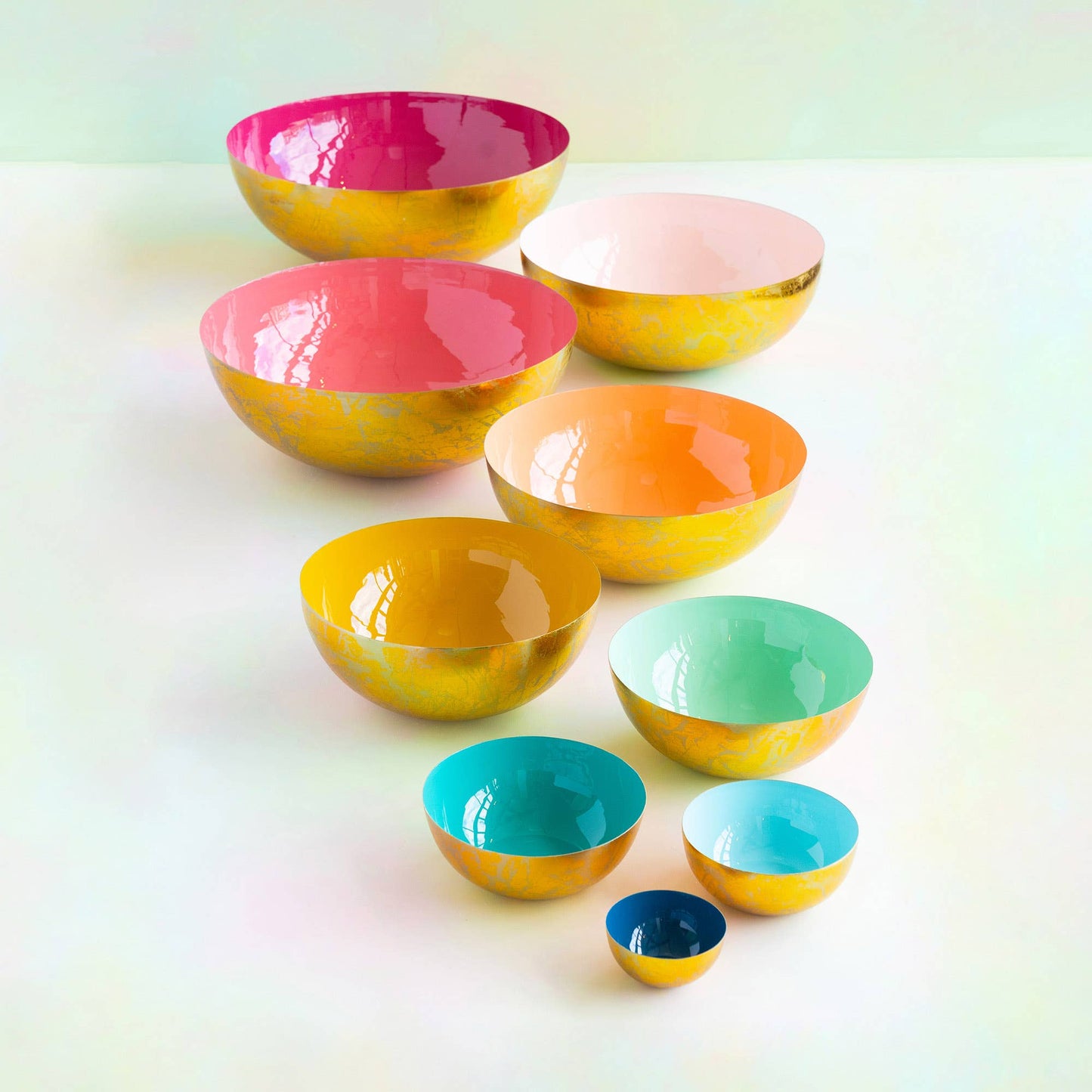 Glitterville Rainbow Nested Bowl, St/9, Enameled/Stainless,