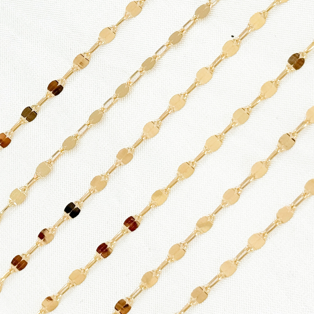 V224GF. 14k Gold Filled Marina and Cable Link Chain: 1 Ft. / 3.1mm-4mm / Marina