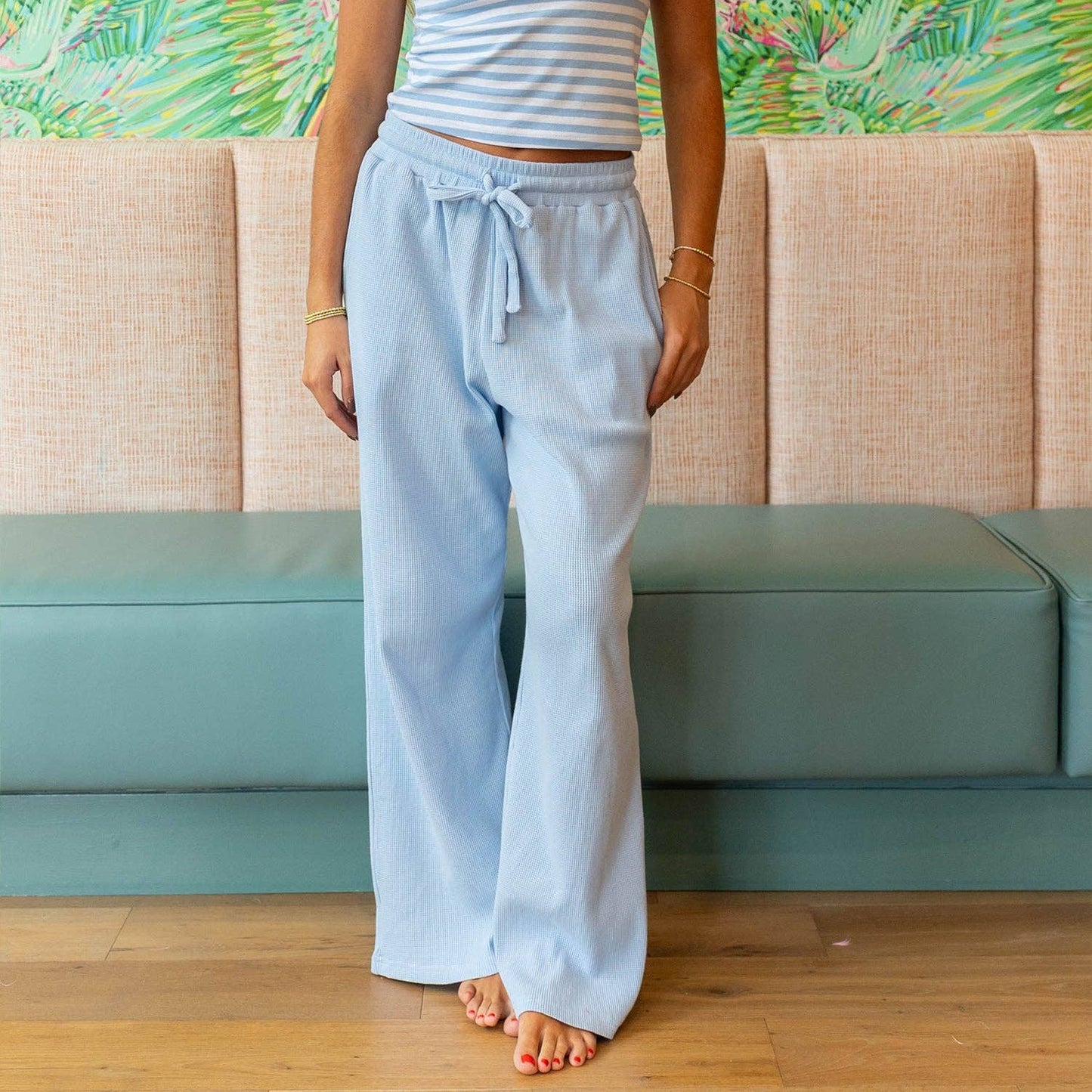 LM-WAFFLE PANT-LIGHT BLUE: LIGHT BLUE / X-Large