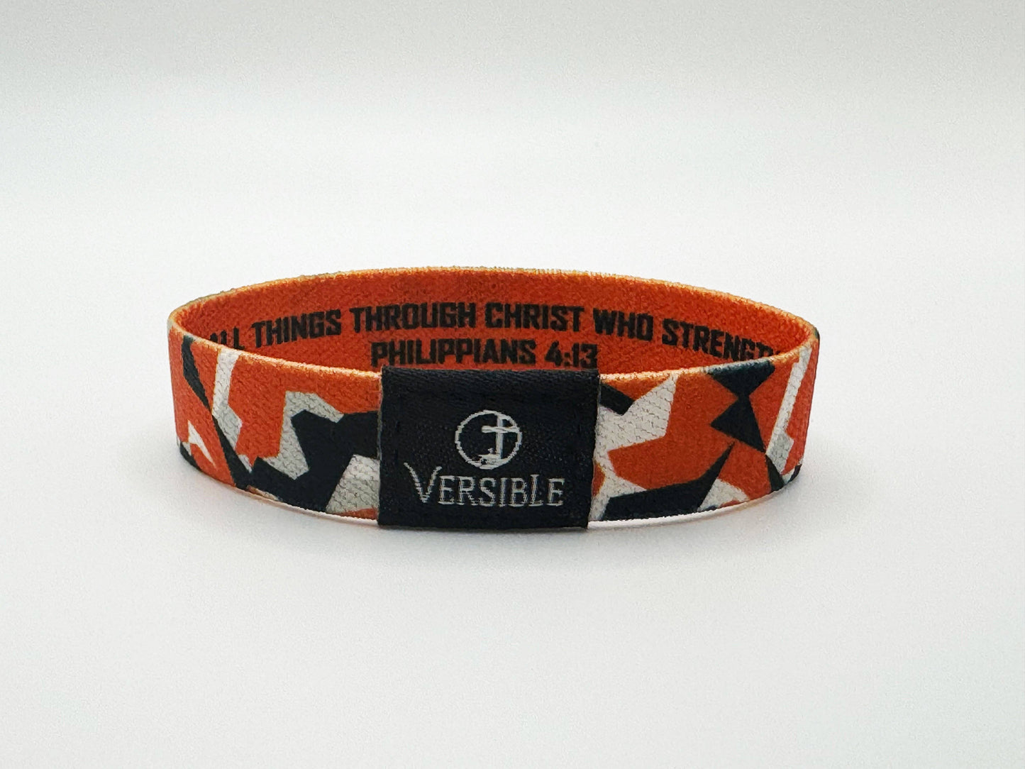 Team Camo / Philippians 4:13 Wristband: Green & White / X-Small