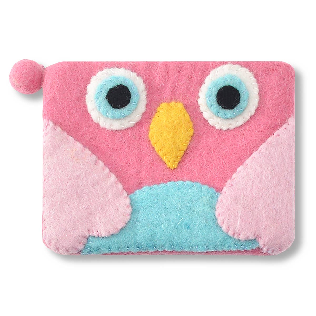 Owl Faced Square Design Coin Purse: Pink