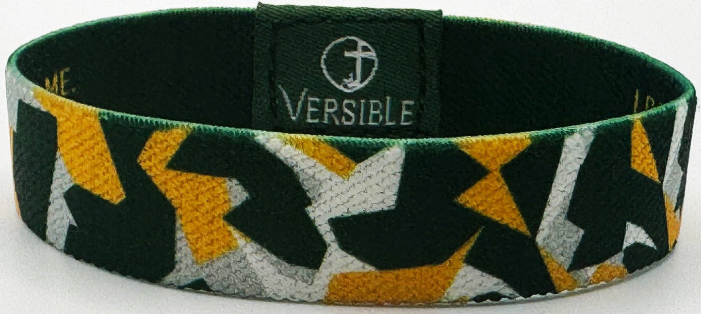 Team Camo / Philippians 4:13 Wristband: Green & White / X-Small