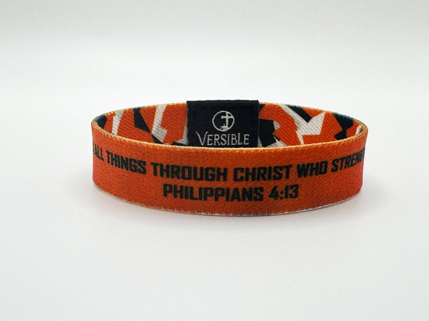Team Camo / Philippians 4:13 Wristband: Dark Red & Gold / Large