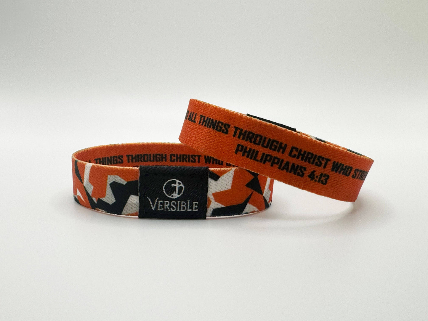 Team Camo / Philippians 4:13 Wristband: Green & White / X-Small