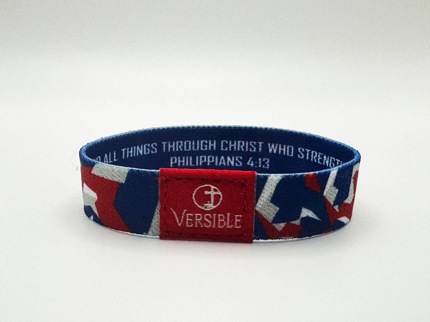 Team Camo / Philippians 4:13 Wristband: Dark Red & Gold / Small