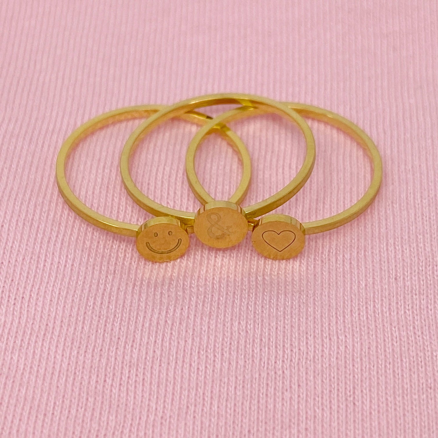 Tiny Disc Stackable Ring: Heart