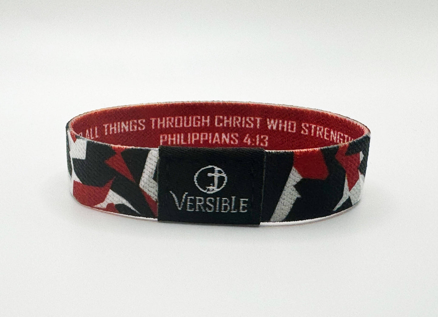 Team Camo / Philippians 4:13 Wristband: Dark Red & Gold / Small