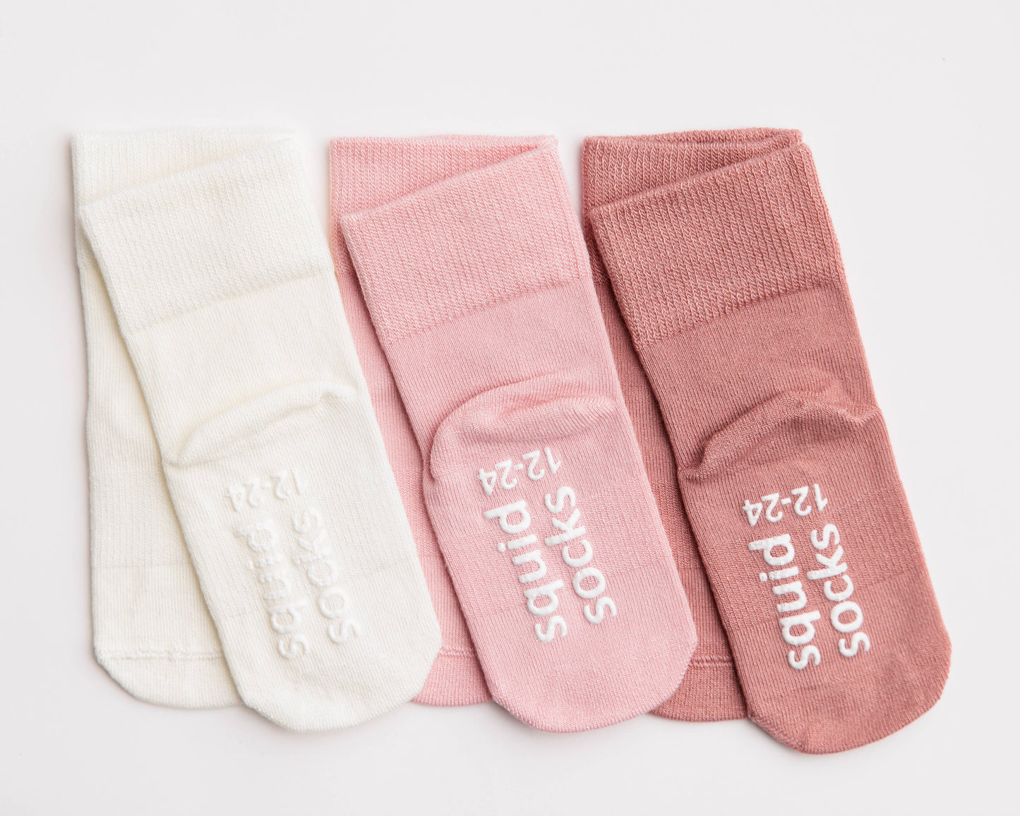 Claire - Non-Slip Baby Socks in Ivory, Peony, Desert Rose : 2T - 3T