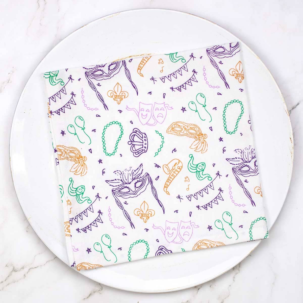 Royal Parade Napkin White/Purple/Green/Gold 18x18