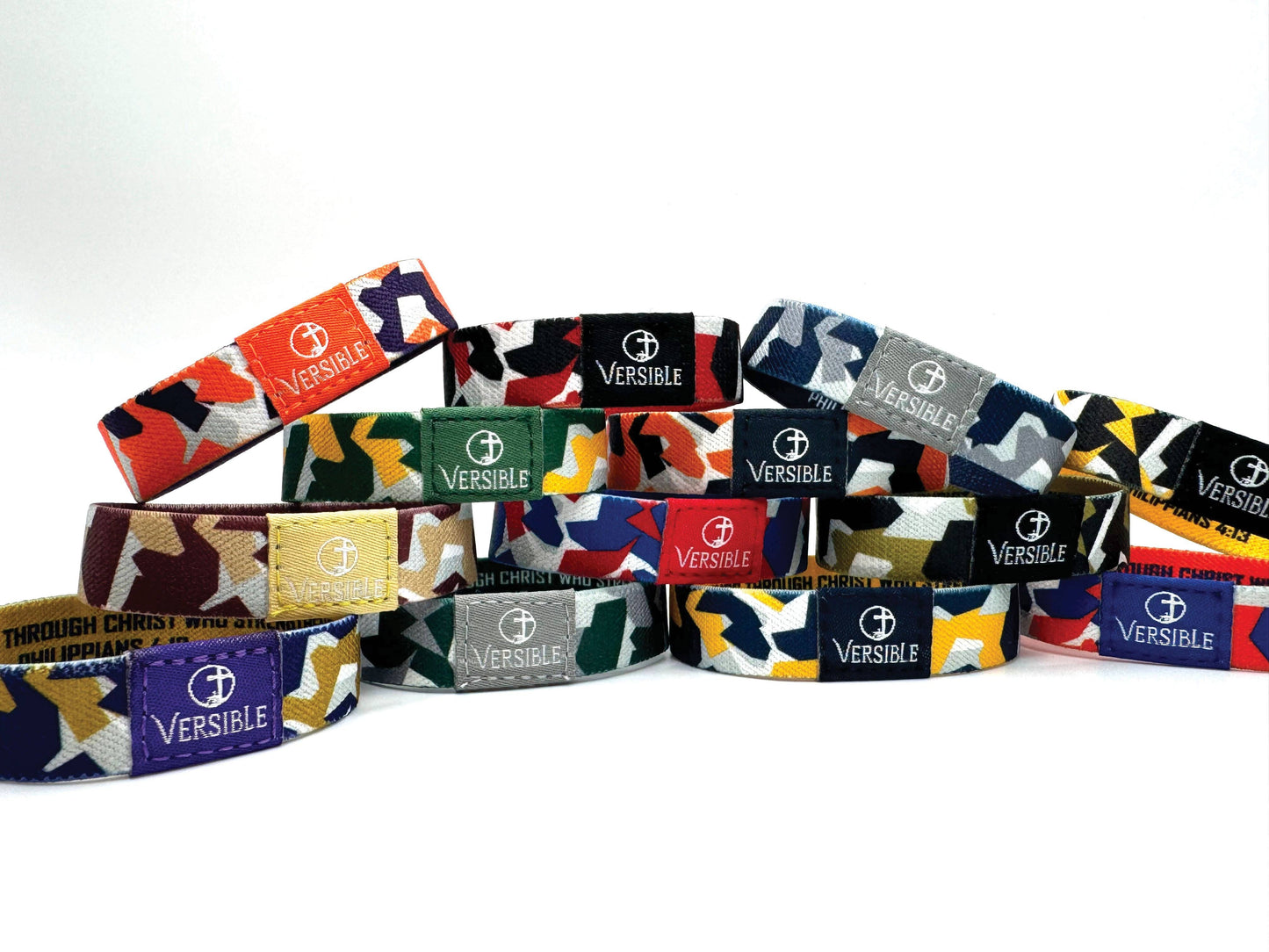 Team Camo / Philippians 4:13 Wristband: Dark Red & Gold / Small