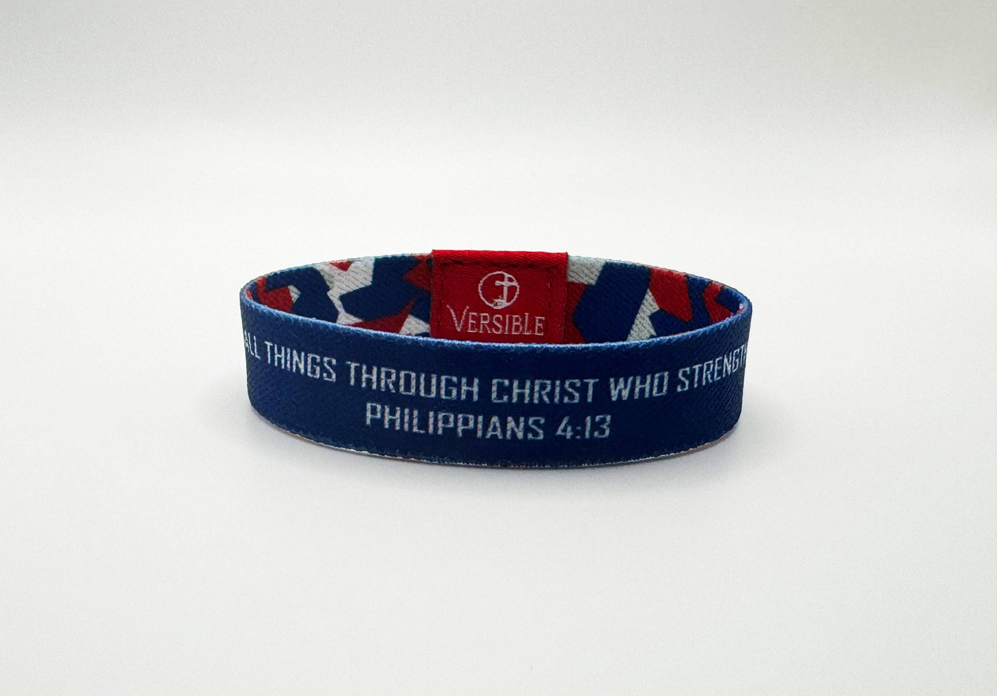 Team Camo / Philippians 4:13 Wristband: Dark Red & Gold / Small