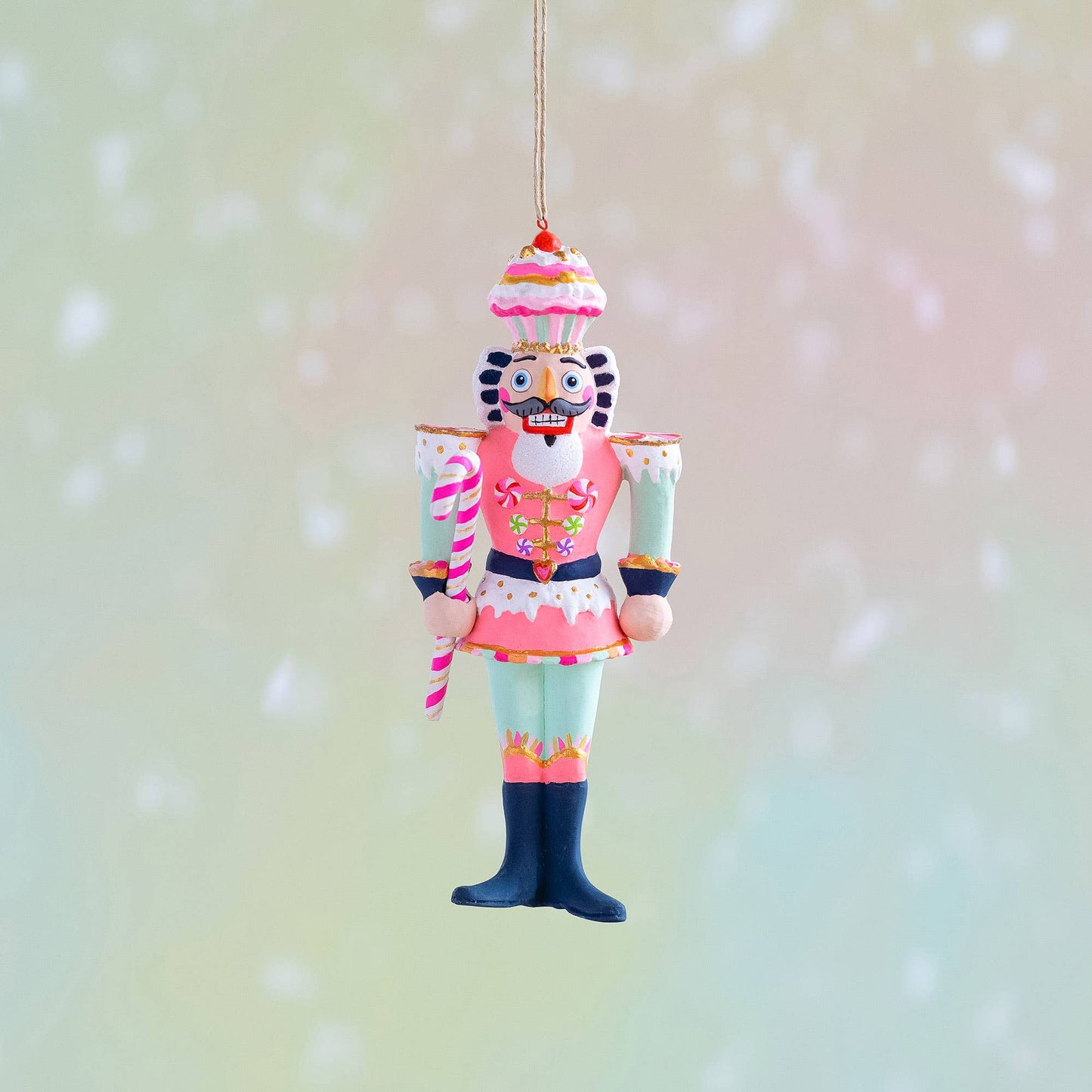 Glitterville Gold Colonel Cupcake Orn, Resin, 6.75"