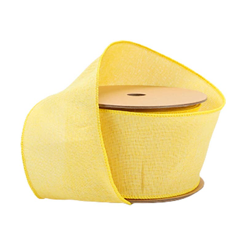 2 1/2 Wired Ribbon | Yellow Linen | 10 Yard Roll