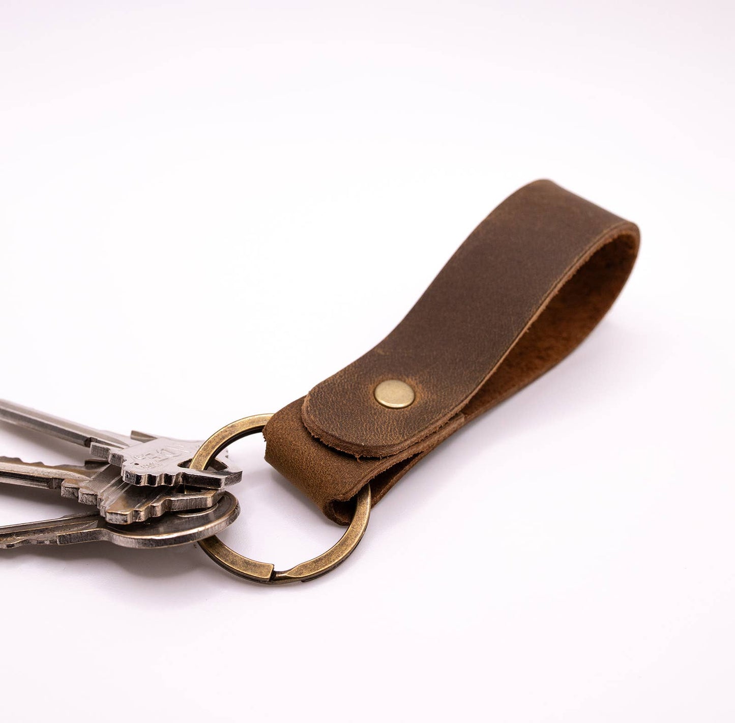 Leather Key Ring - Keychain: Gray