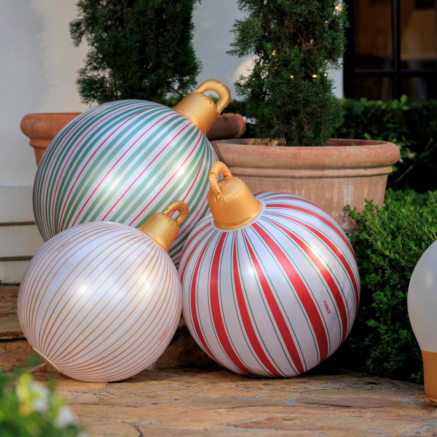 Vintage Stripe Light Up Inflatable Ornaments