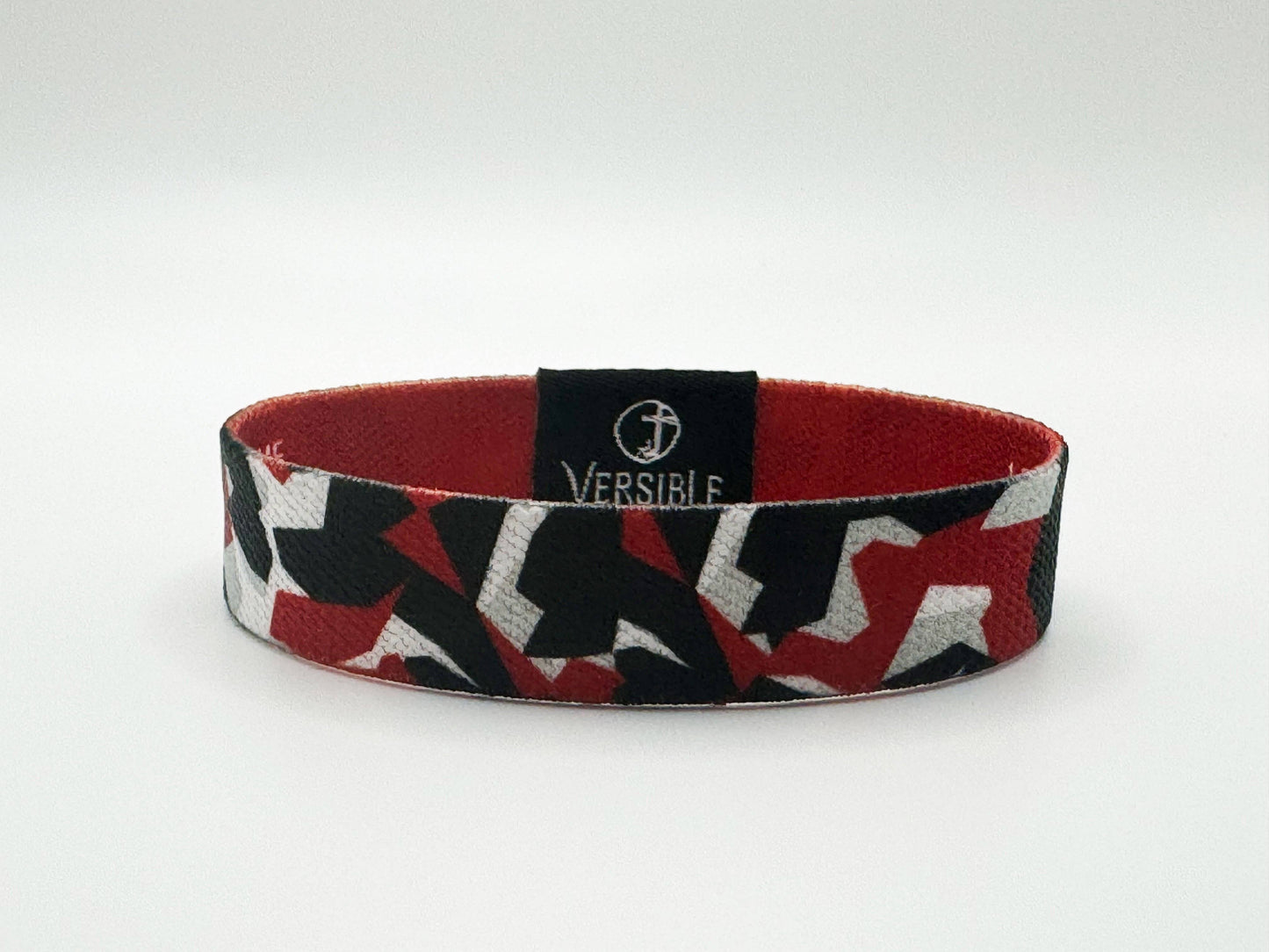 Team Camo / Philippians 4:13 Wristband: Dark Red & Gold / Small