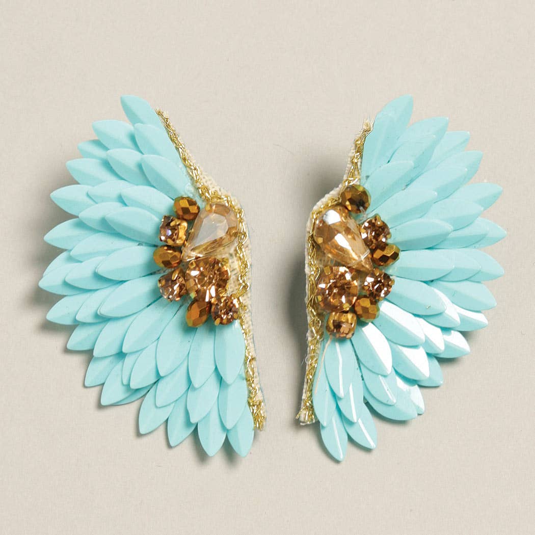 Beaded Feather Statement Post Earrings
