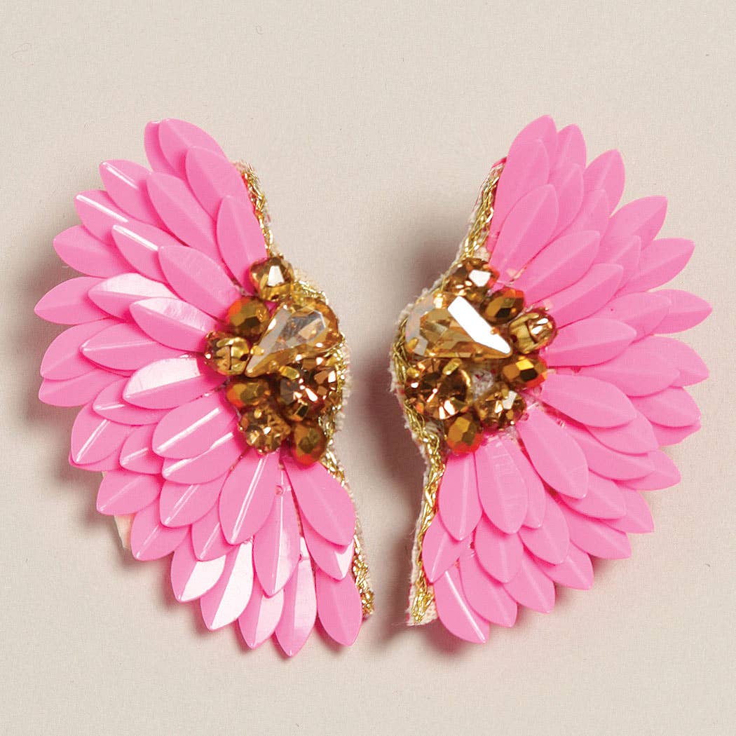 Beaded Feather Statement Post Earrings