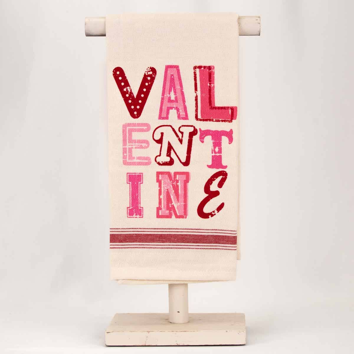 Valentine Hand Towel   Cream/Red/Pink    20x28