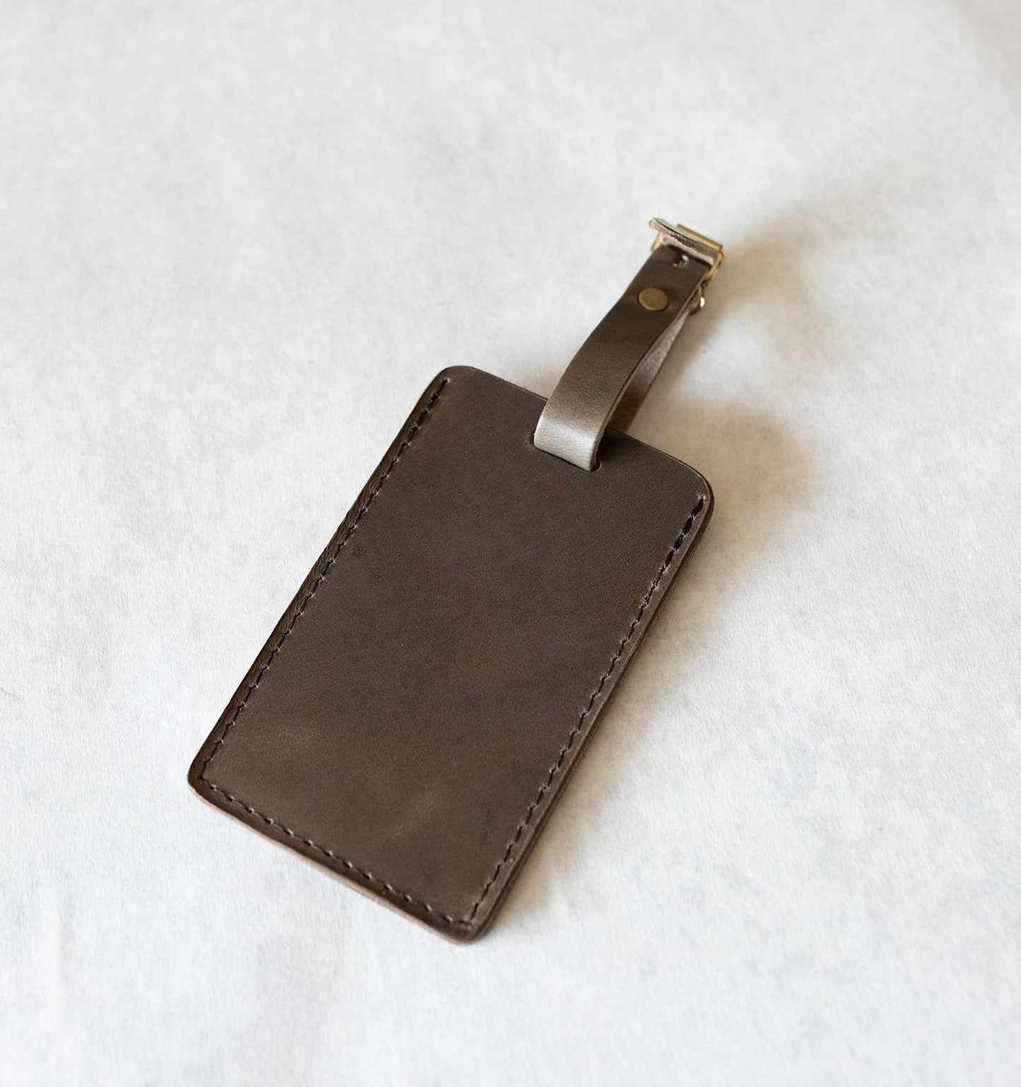 Leather Luggage Tag: Copper Brown