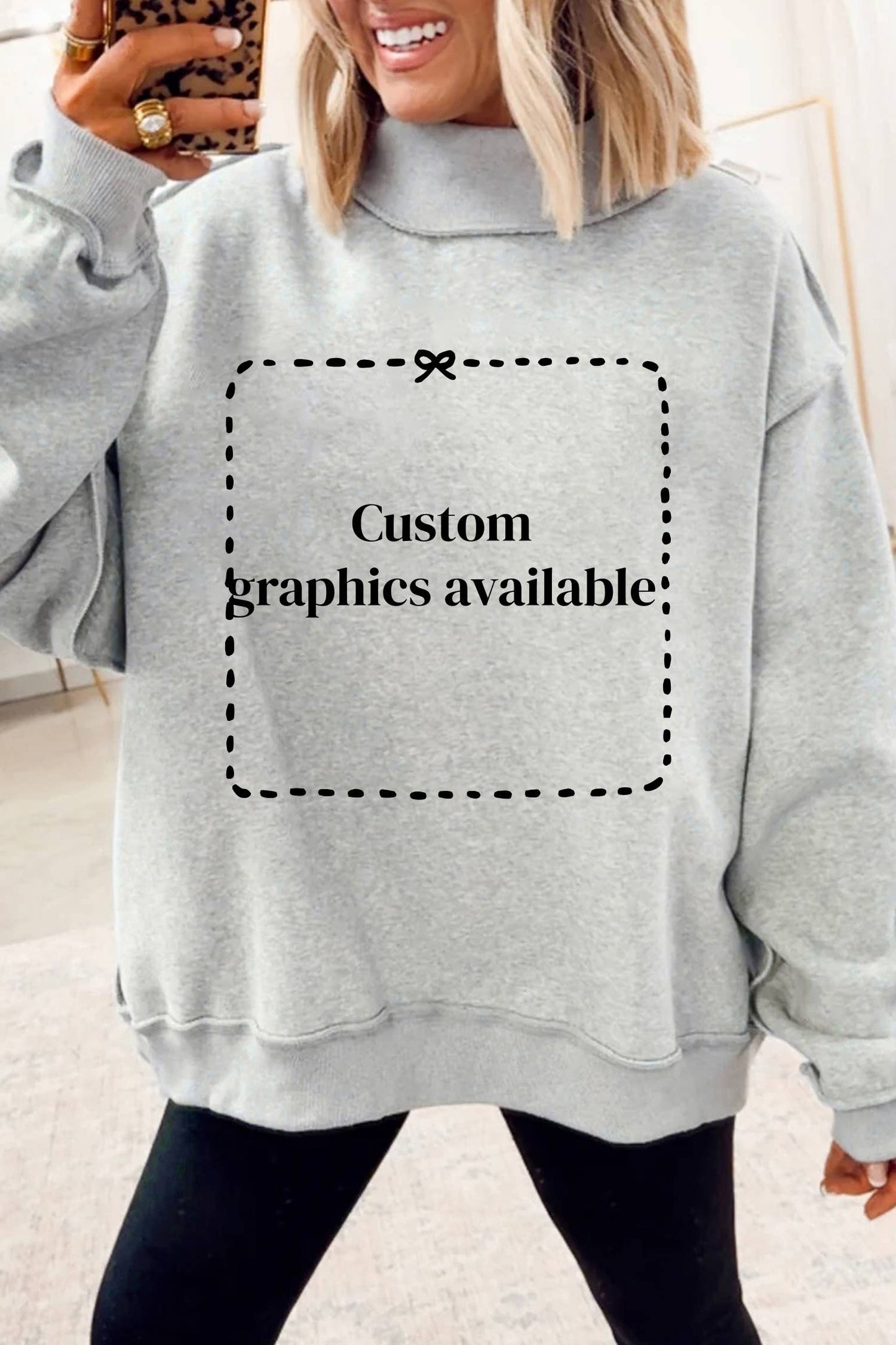 Game Day Oversize Reversible Mock Neck Sweatshirt (S-XL): Light Grey / Missy / XL