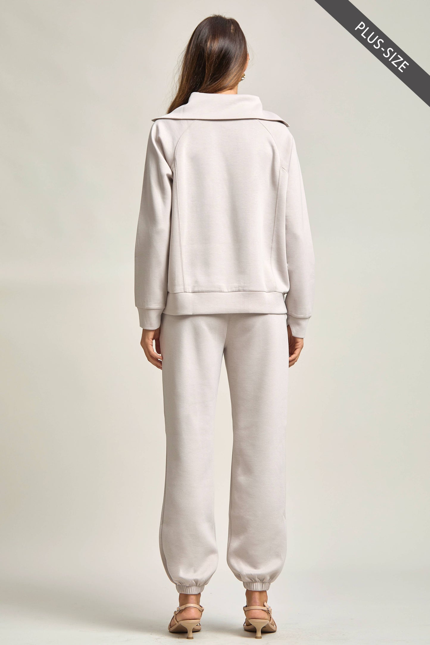 PLUS SIZE Quarter Zip Pullover + Jogger Modal Travel Set: Blush Pink / 3X