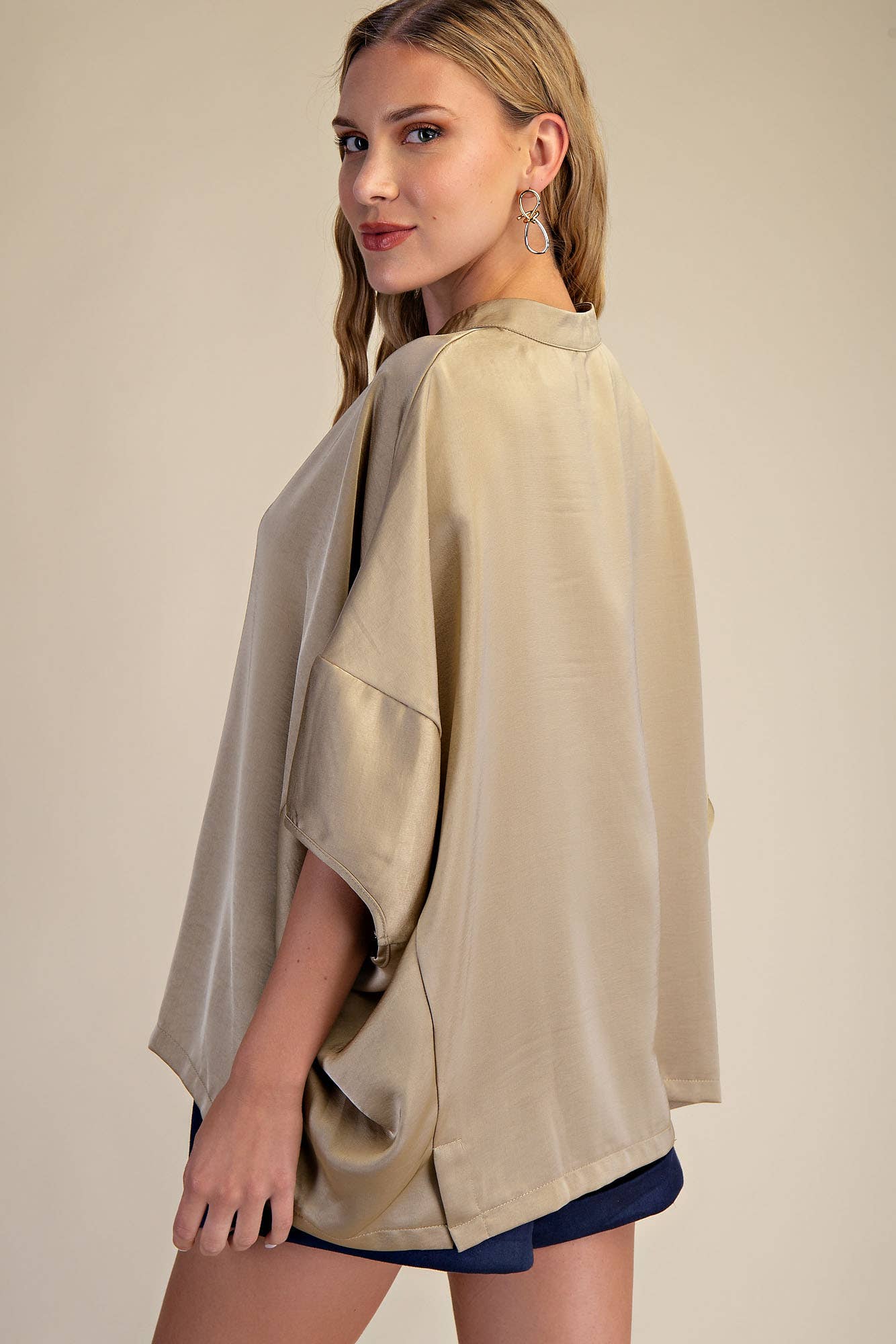 Dropped Shoulder Top: Navy / S