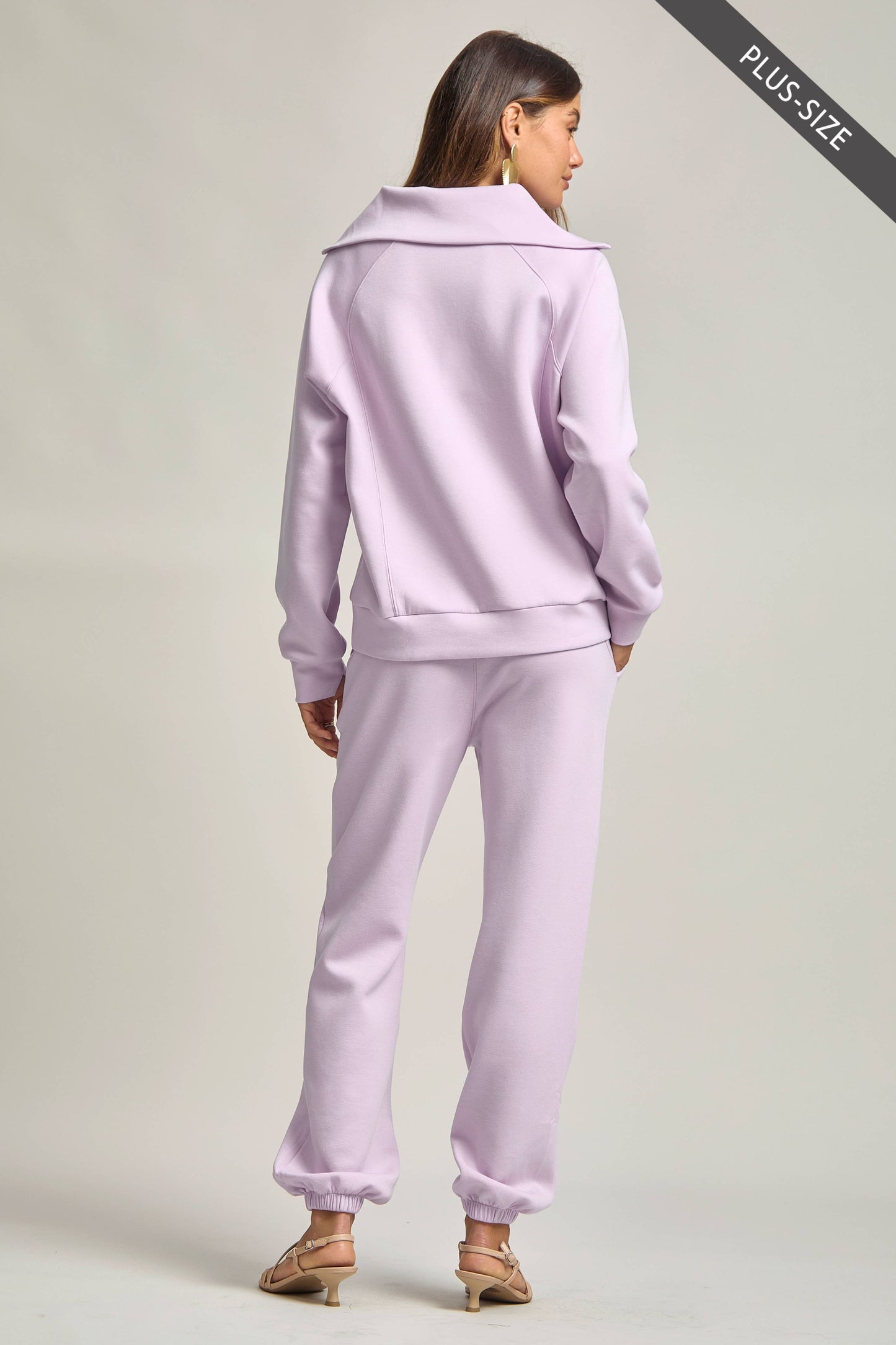 PLUS SIZE Quarter Zip Pullover + Jogger Modal Travel Set: Blush Pink / 3X