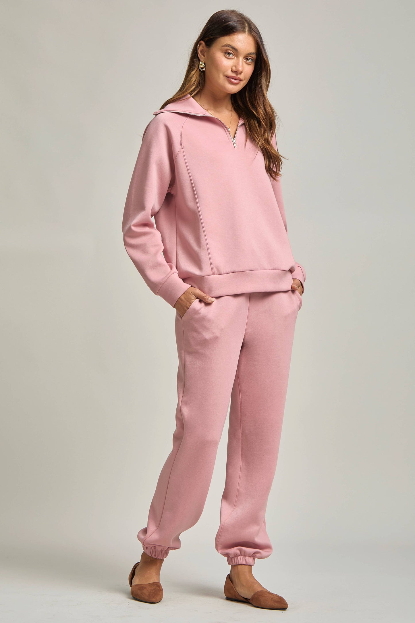 Quarter Zip Pullover + Jogger Modal Travel Set: Lavender / M