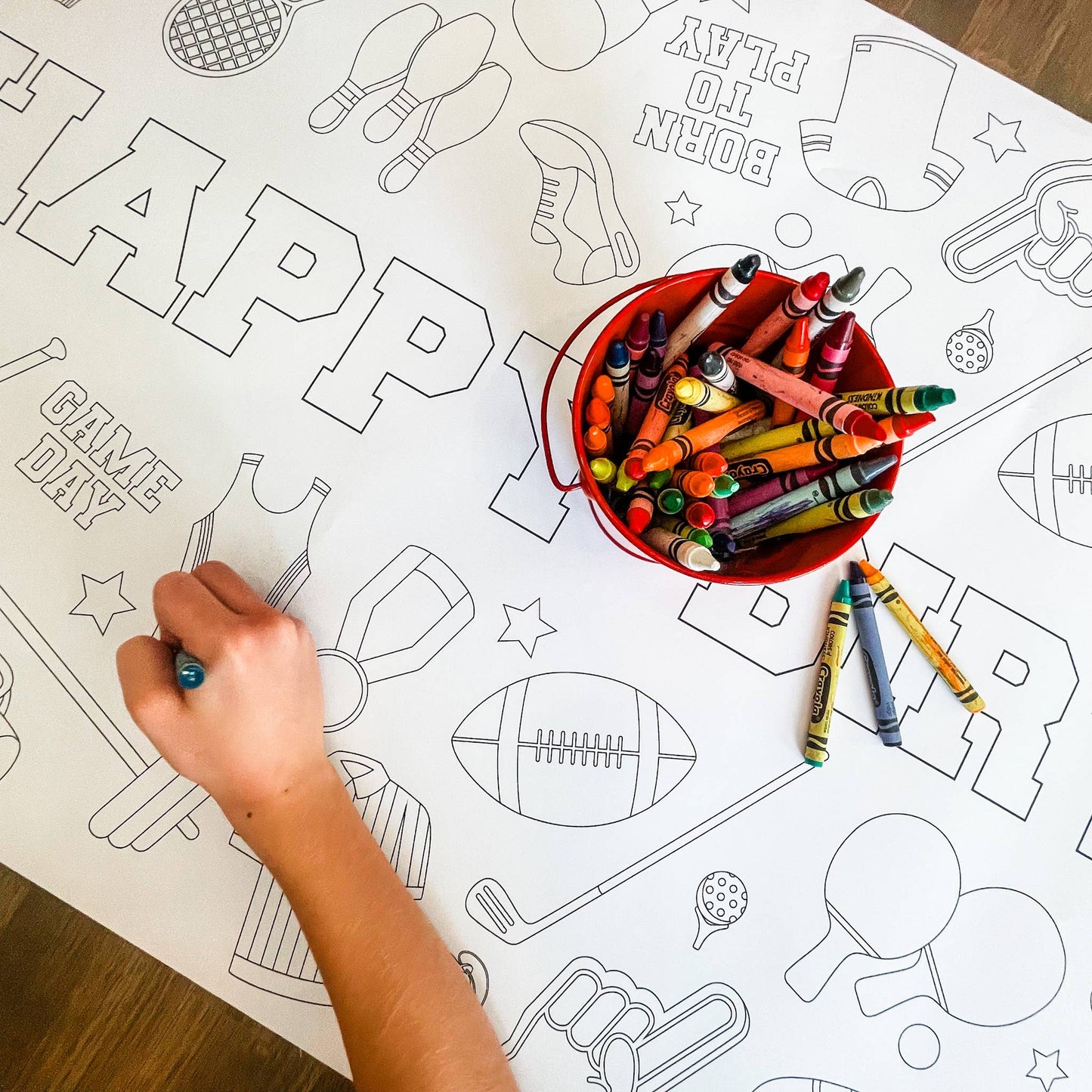 Sports Coloring Table Runner| Happy Birthday: No Personalization ( no wording)