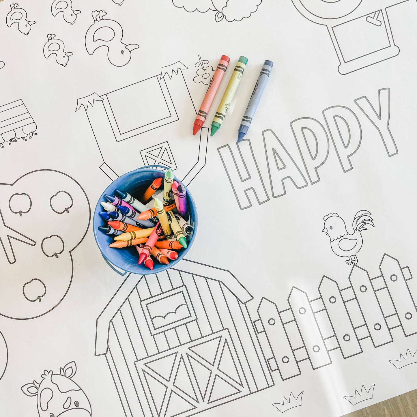 Farm Coloring Table Runner| Happy Birthday: No Personalization ( no wording)