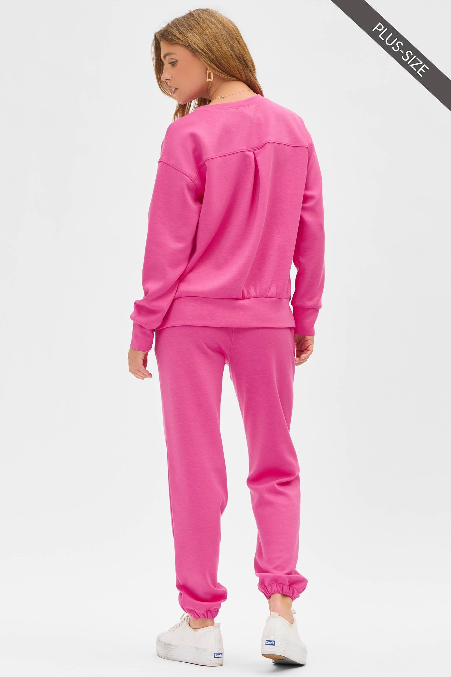 PLUS SIZE Crew Neck Pullover + Jogger Set TRVSET-MALIBUP: LILAC / 2X