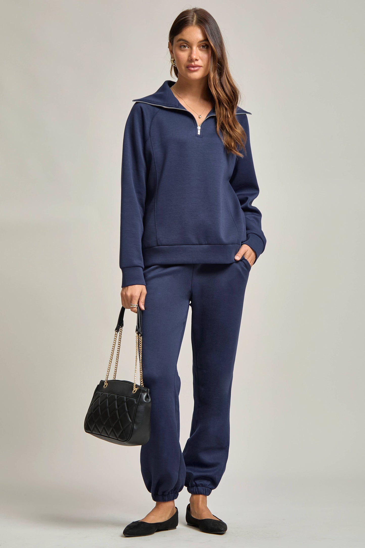 Quarter Zip Pullover + Jogger Modal Travel Set: Lavender / XL