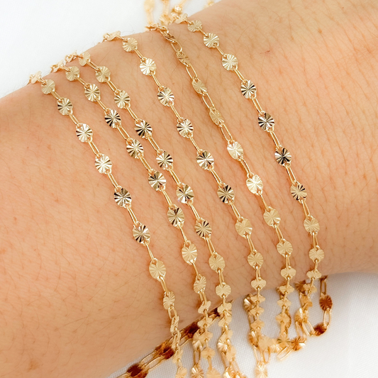V170GF. 14k Gold Filled Marina and Cable Link Chain: 1 Ft / 3.1mm-4mm / Marina