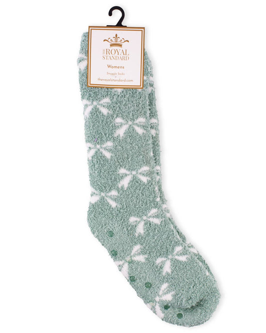 Women's Hannah Bow Snuggle Socks   Light Blue   One Size
