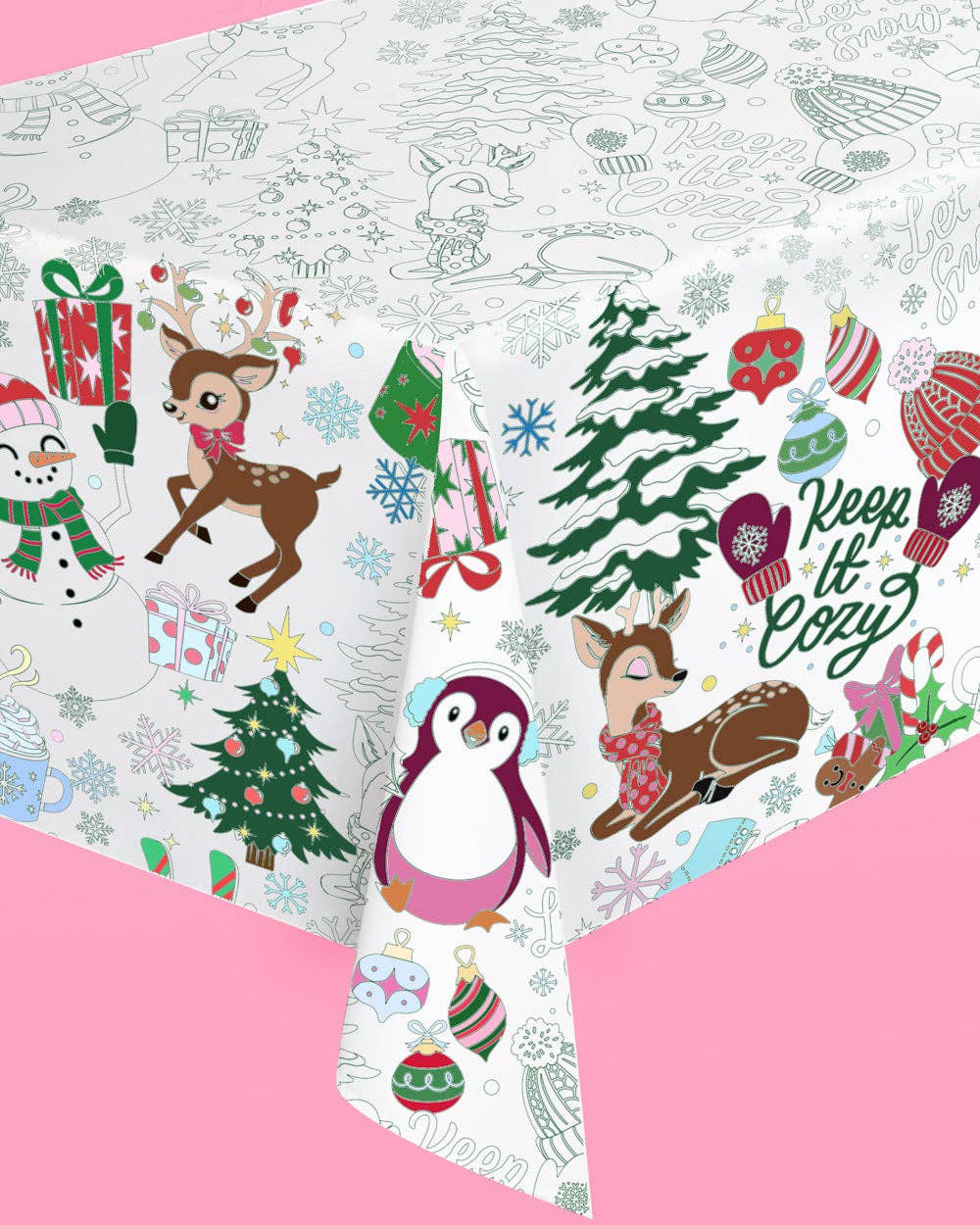 Merry Christmas Coloring Paper Tablecloth