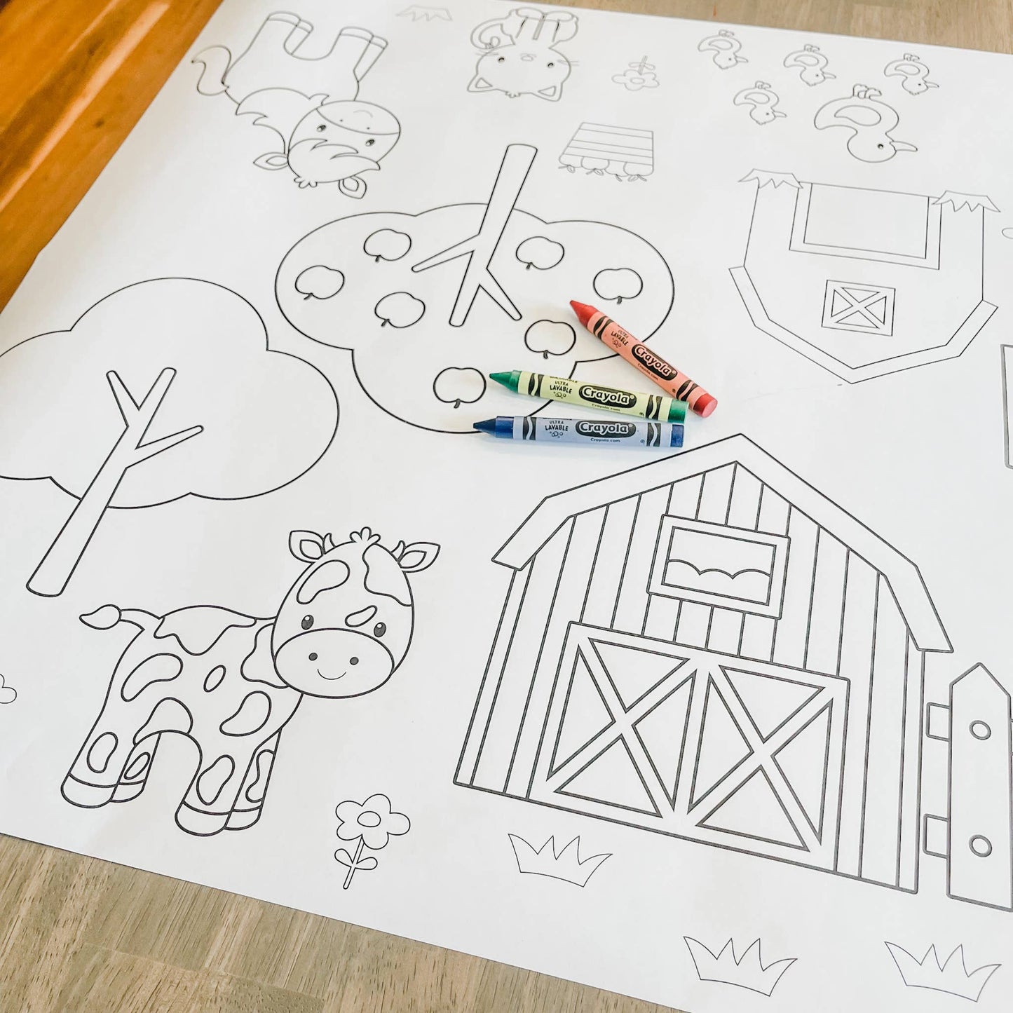 Farm Coloring Table Runner| Happy Birthday: No Personalization ( no wording)