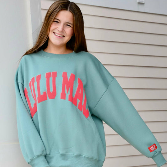 Lulu Mac Sweatshirt Green/Red - Puff: Green/Coral / X-Large