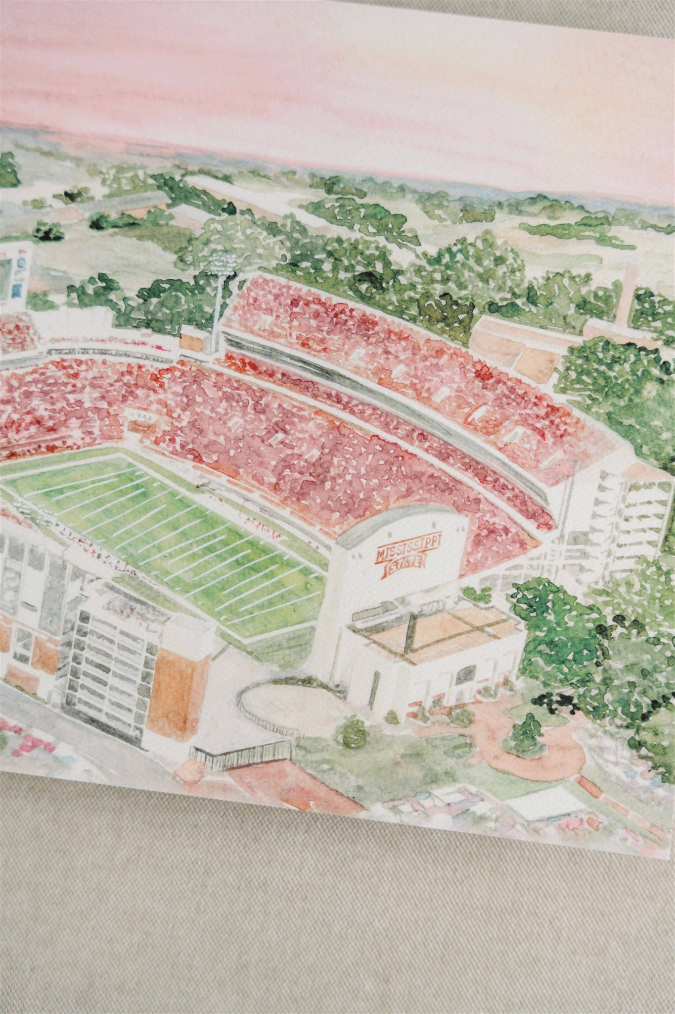 Licensed Mississippi State Aerial Stadium Art Print: 5x7