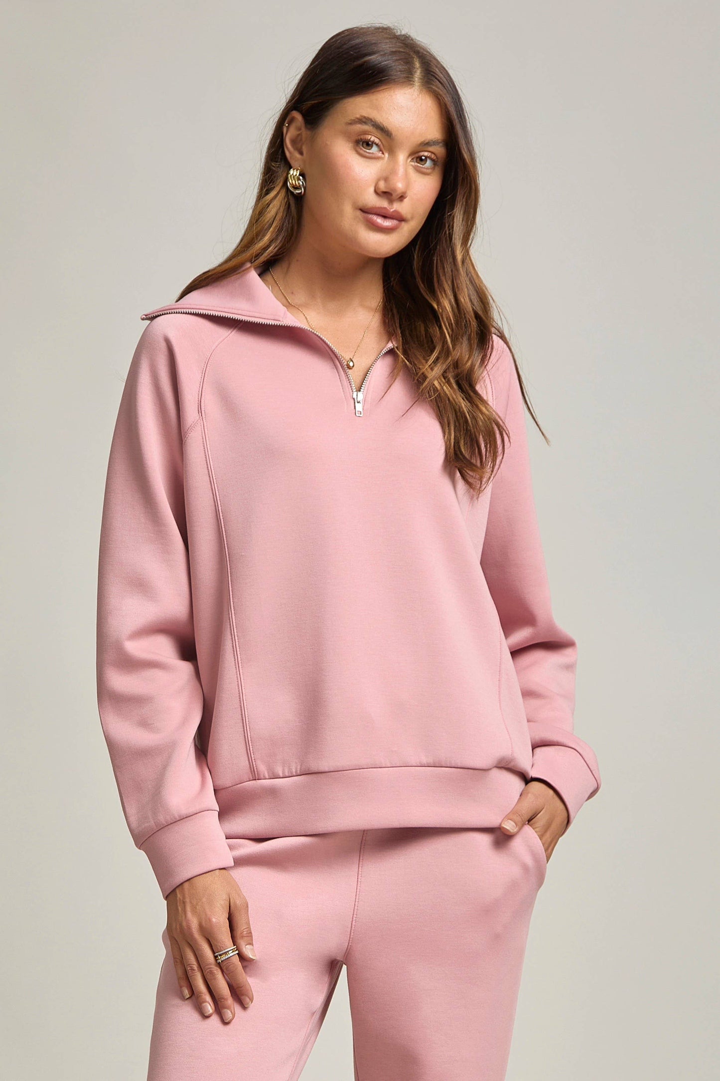 Quarter Zip Pullover + Jogger Modal Travel Set: Lavender / XL