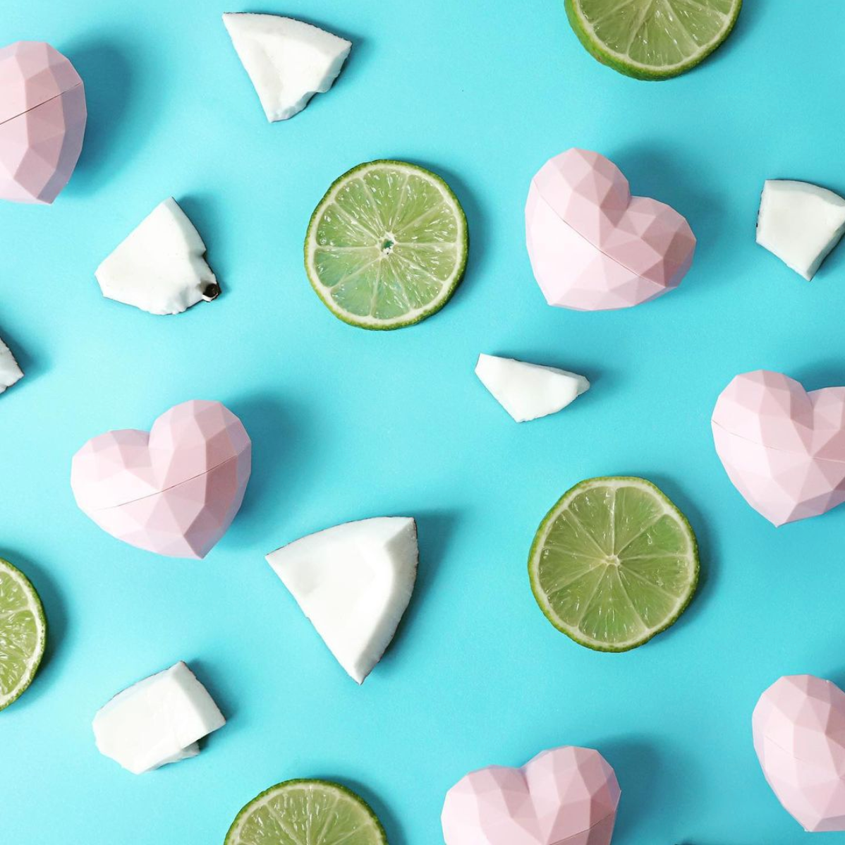 Pink Heart Lip Balm100% Natural: Pink / Clear Plastic Box / Cocolime