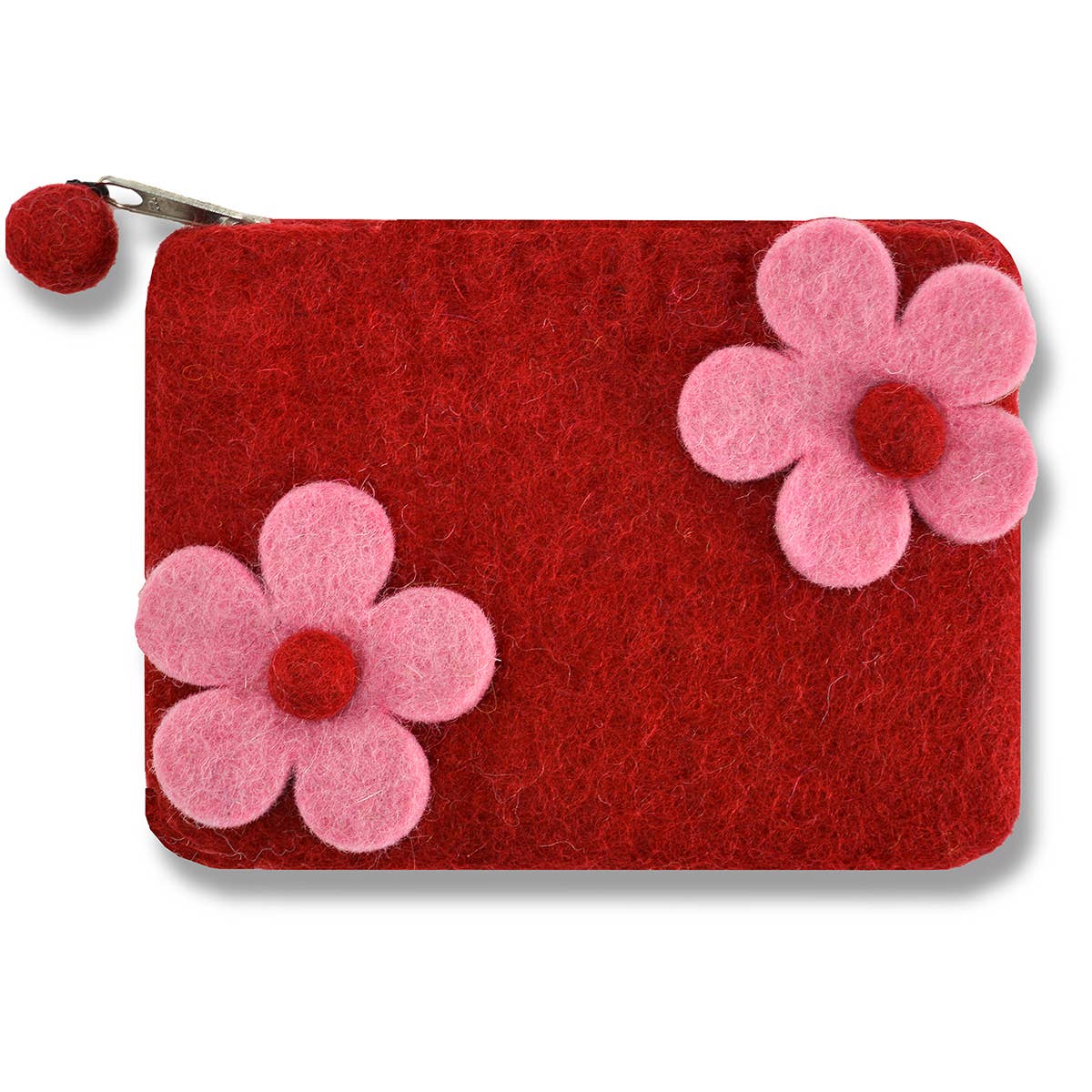 Two Flowers Coin Purse: Red