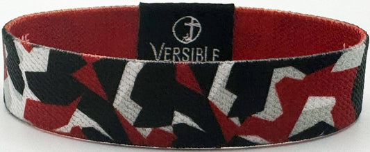 Team Camo / Philippians 4:13 Wristband: Red & Black / Small