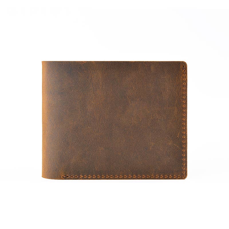 Leather Wallet,  Bifold Wallet, Handmade Wallet for Men: Brown