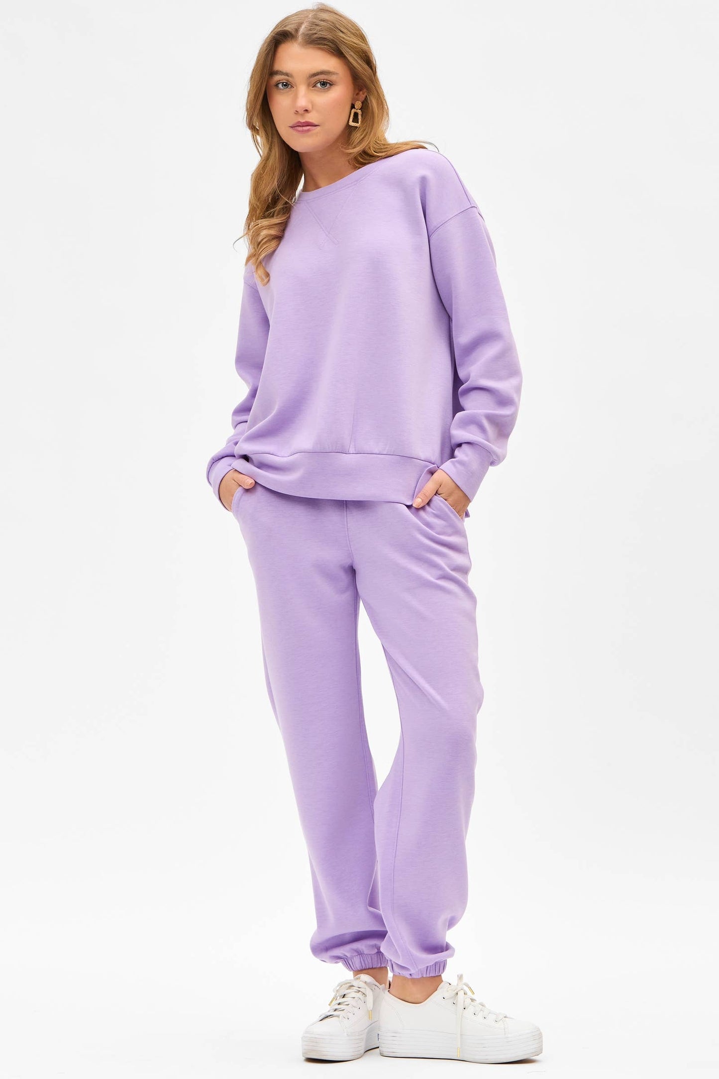 Crew Neck Pullover + Jogger Set TRVSET-MALIBU: LILAC / XL