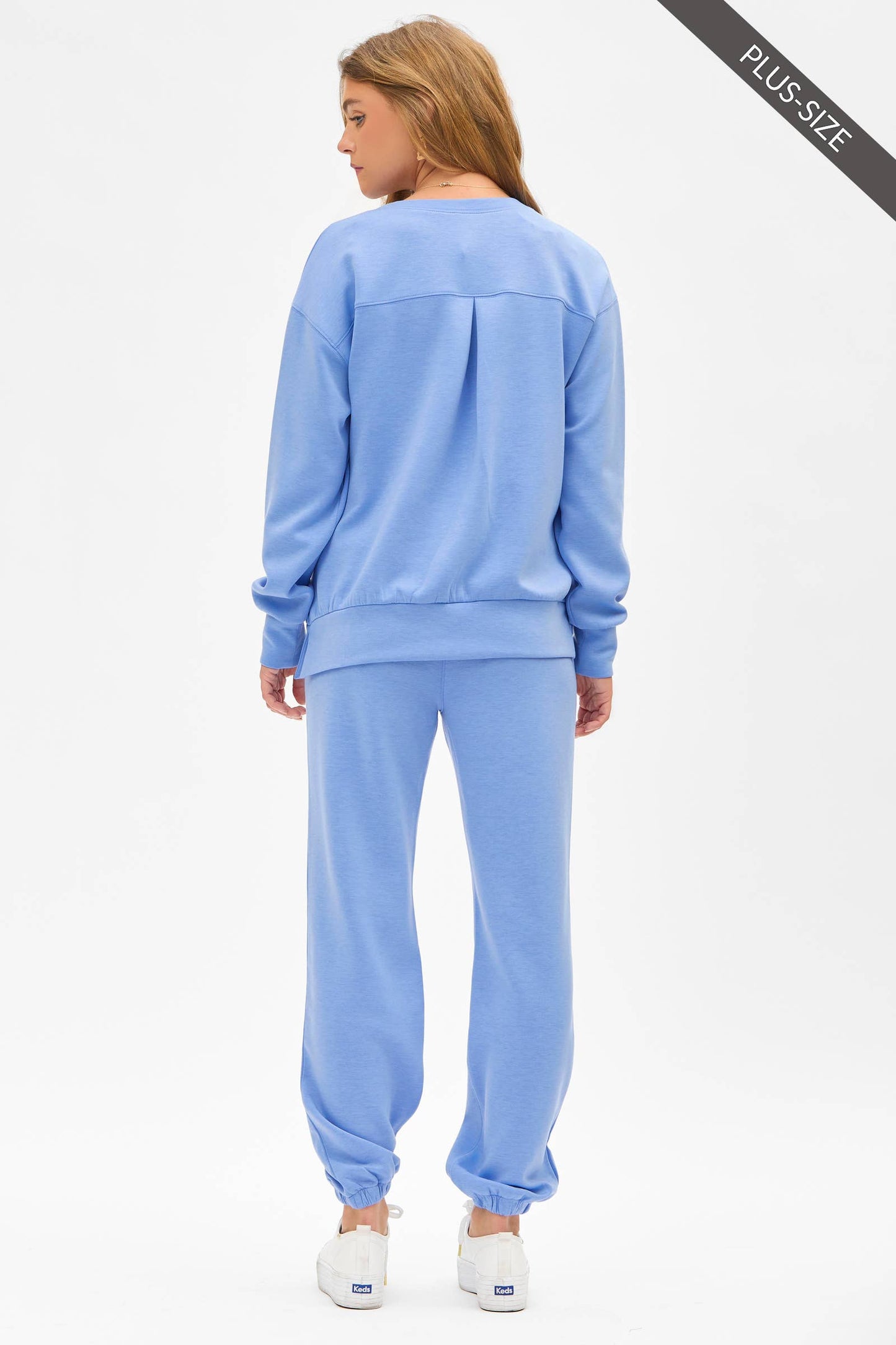 PLUS SIZE Crew Neck Pullover + Jogger Set TRVSET-MALIBUP: LILAC / 2X