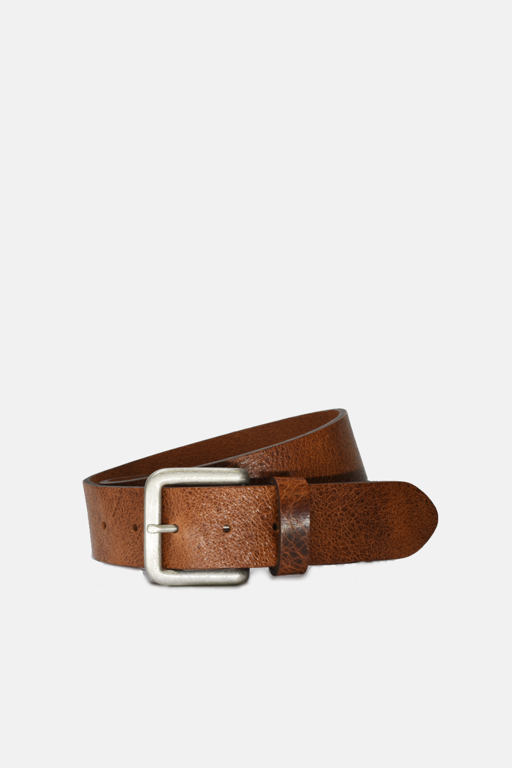Wide Cognac Brown Leather with Silver Buckle Belt: Large