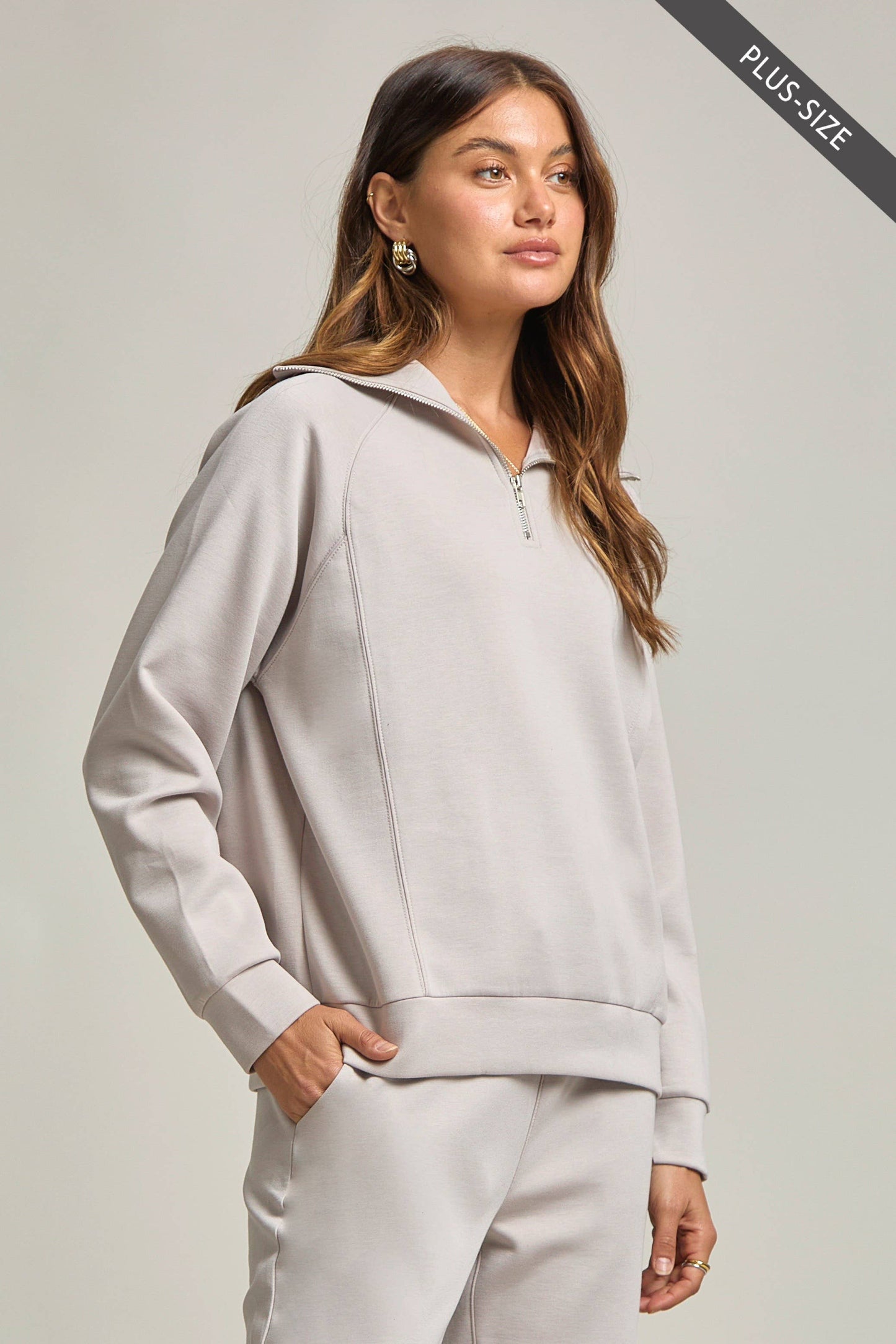 PLUS SIZE Quarter Zip Pullover + Jogger Modal Travel Set: Spring Mint / 2X