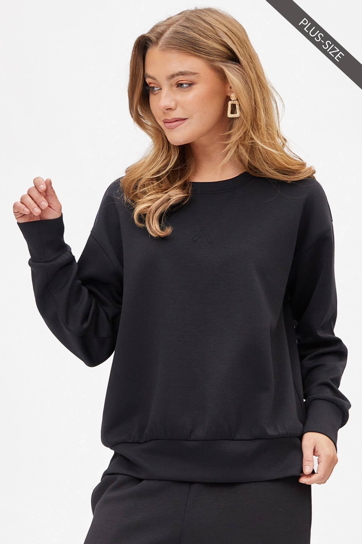 PLUS SIZE Crew Neck Pullover + Jogger Set TRVSET-MALIBUP: LILAC / 3X