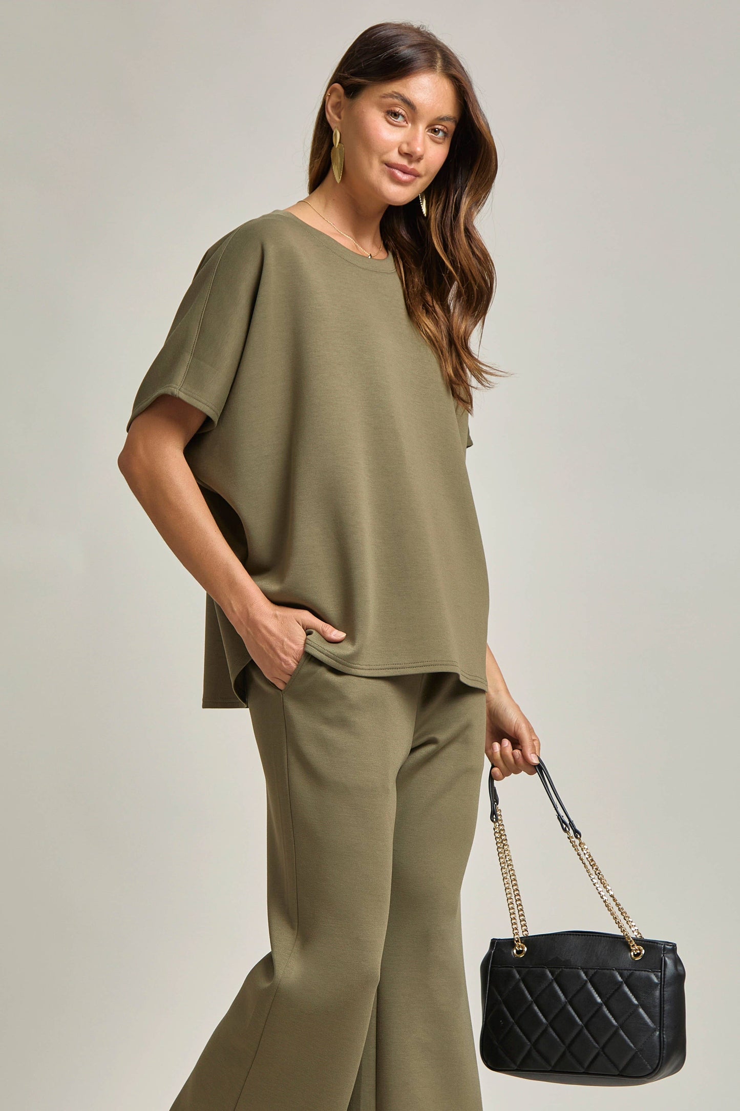 Poncho Top + Bell Bottom Modal Set: Navy / L